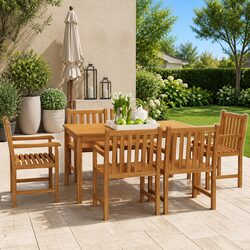 Garden Dining Set - 7 Piece Teak Wood Table and Chairs
