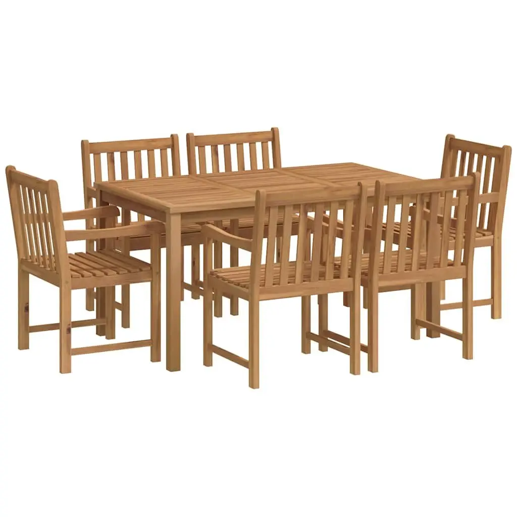 Teak Wood Garden Dining Set 7 Piece Table Chairs Outdoor Indoor Furniture Brown