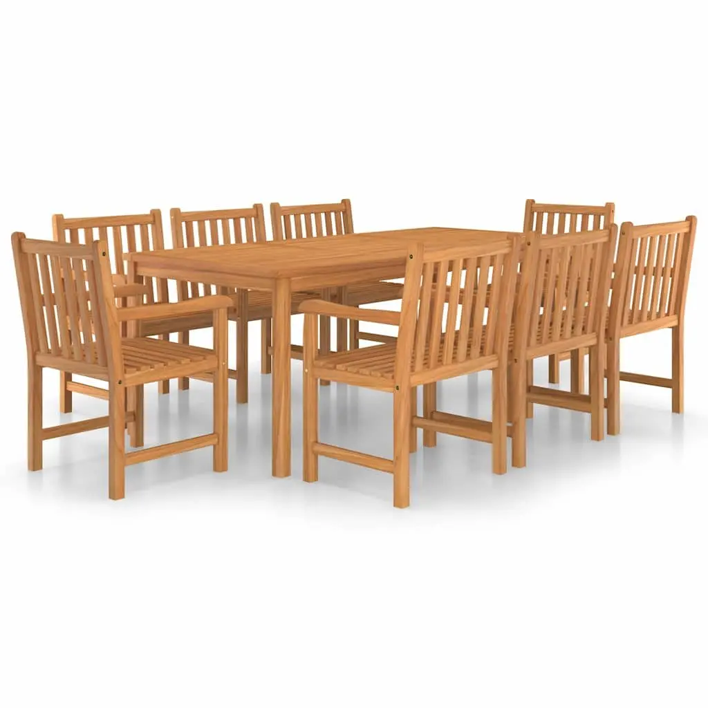 Garden Dining Set 9 Piece Outdoor Furniture Table Chairs Teak Wood Brown