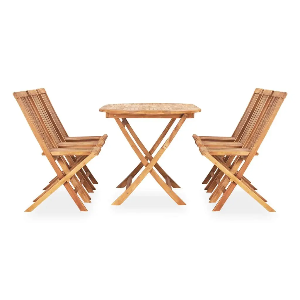 7 Piece Folding Outdoor Dining Set Garden Patio Furniture Teak Wood Table Chairs