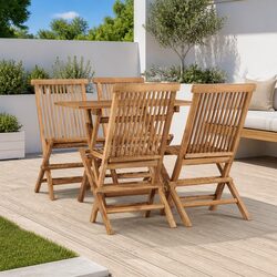 Folding Teak Wood Dining Set - 5 Pieces for Outdoor Use