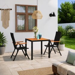 3 Piece Garden Dining Set - PE Rattan Chairs & WPC Table