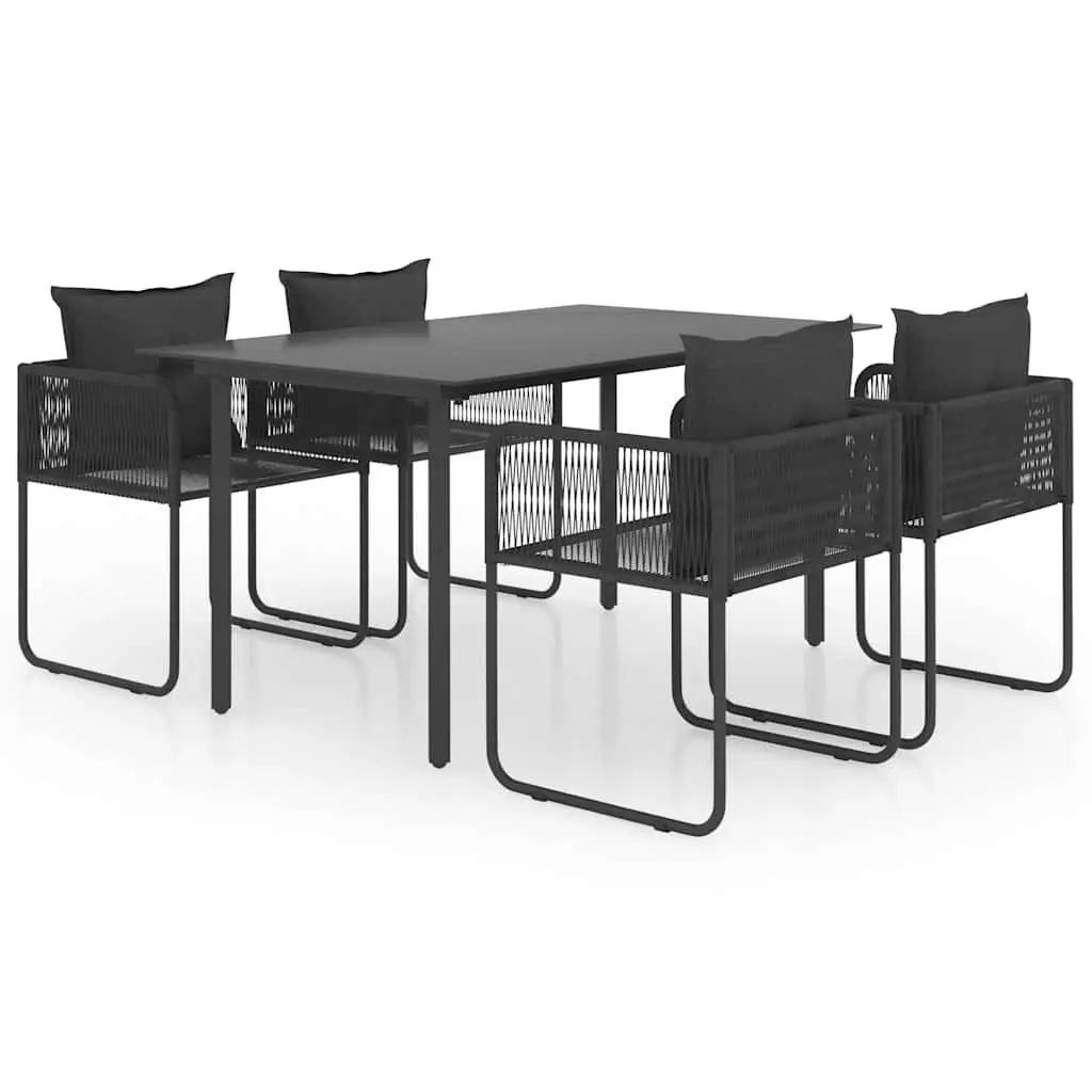 5 Piece Outdoor Dining Set Patio Garden Furniture Black Rattan Chairs Table