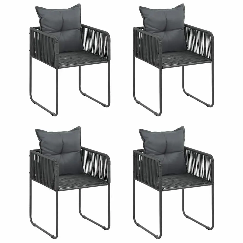 5 Piece Outdoor Dining Set Patio Garden Furniture Black Rattan Chairs Table