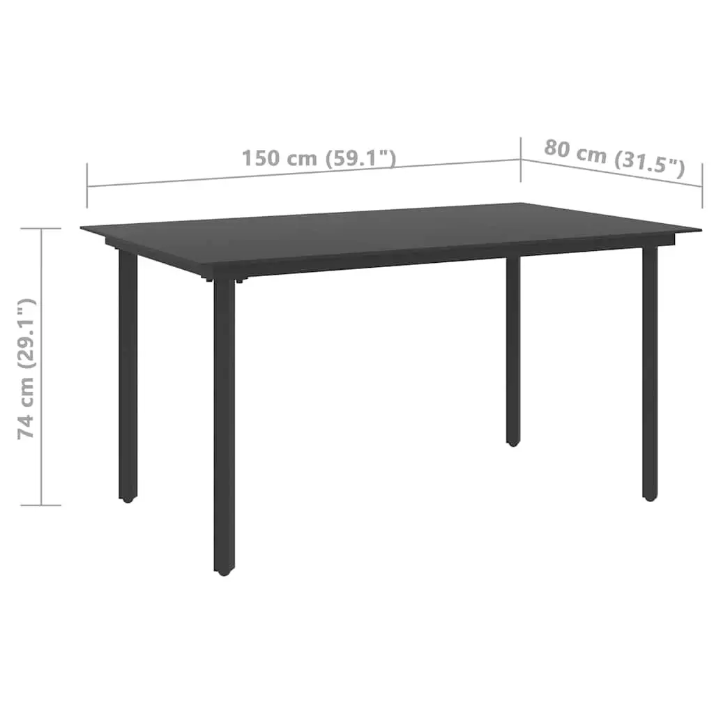 Outdoor Dining Set for Garden Patio 7 Piece Black Rattan Chair Table