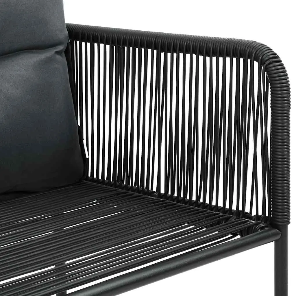 5 Piece Outdoor Dining Set Black Garden Patio Table Chairs Rattan Furniture