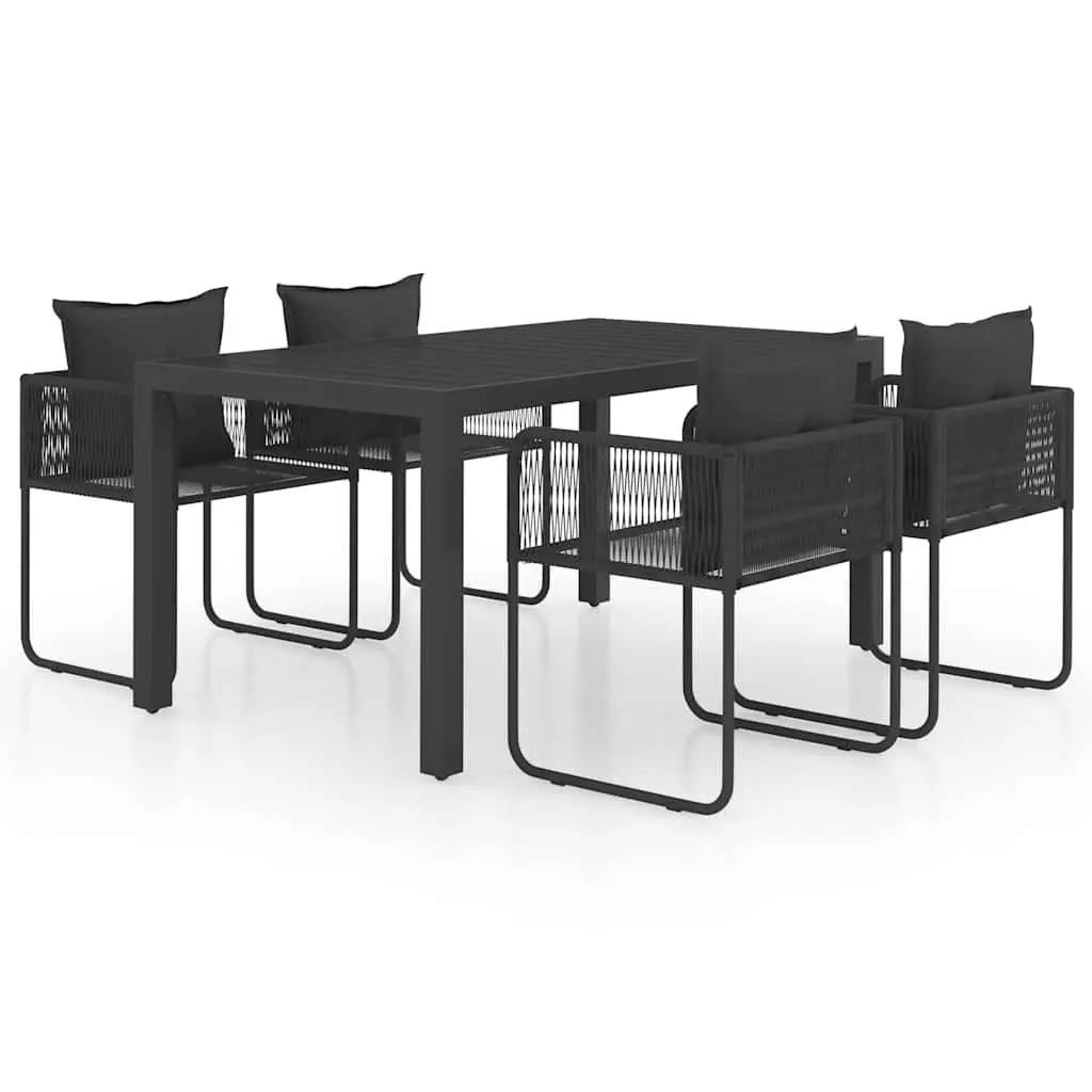 Garden Dining Set 5 Piece Outdoor Patio Black Rattan Chair Table Furniture