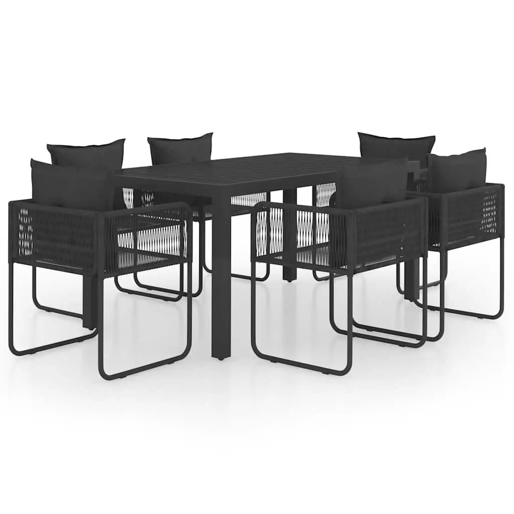 7 Piece Garden Dining Set Outdoor Patio Chair Table Rattan Black Furniture