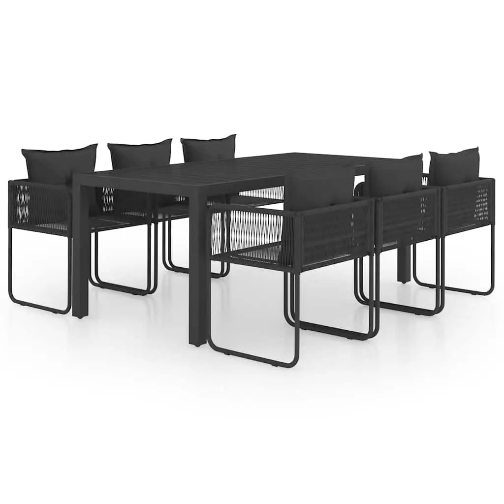 Garden Dining Set Outdoor Furniture 7 Piece Patio Table Chairs Black