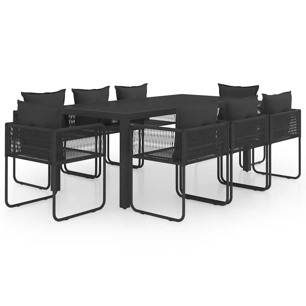 9-Piece Garden Dining Set, Black Finish