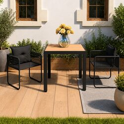 Specifications of 3 Piece Black Garden Dining Set