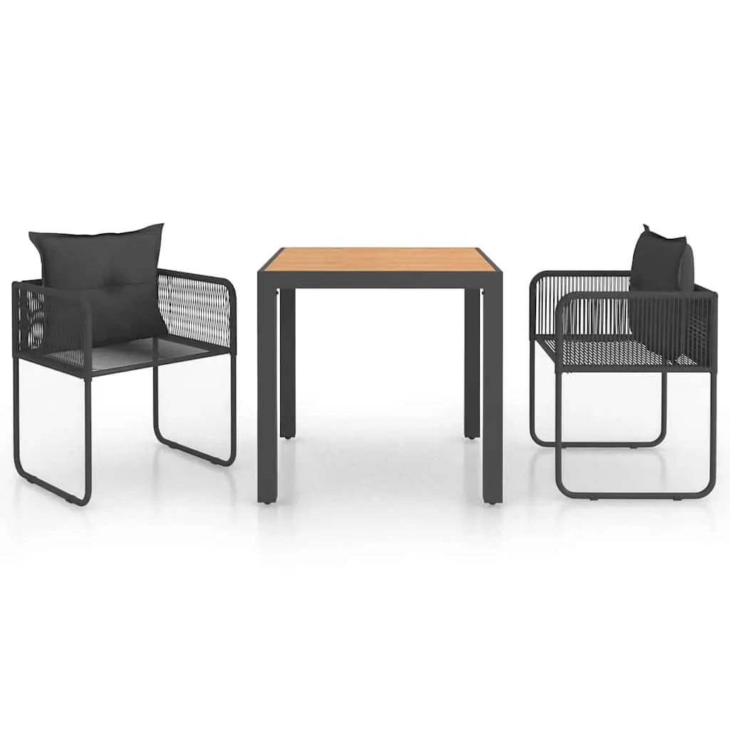 3 Piece Black Garden Dining Set