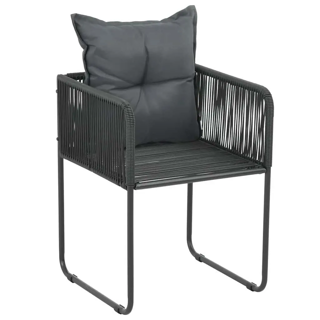 5 Piece Garden Dining Set Outdoor Patio Chair Table Black Rattan Furniture