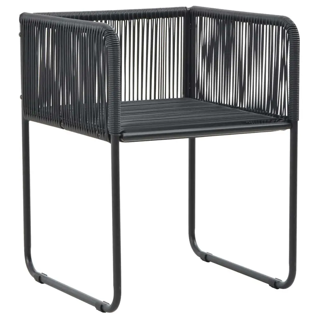 5 Piece Garden Dining Set Outdoor Patio Furniture Black Rattan Steel Chairs