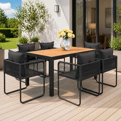 Specifications of 7-Piece Black Garden Dining Set