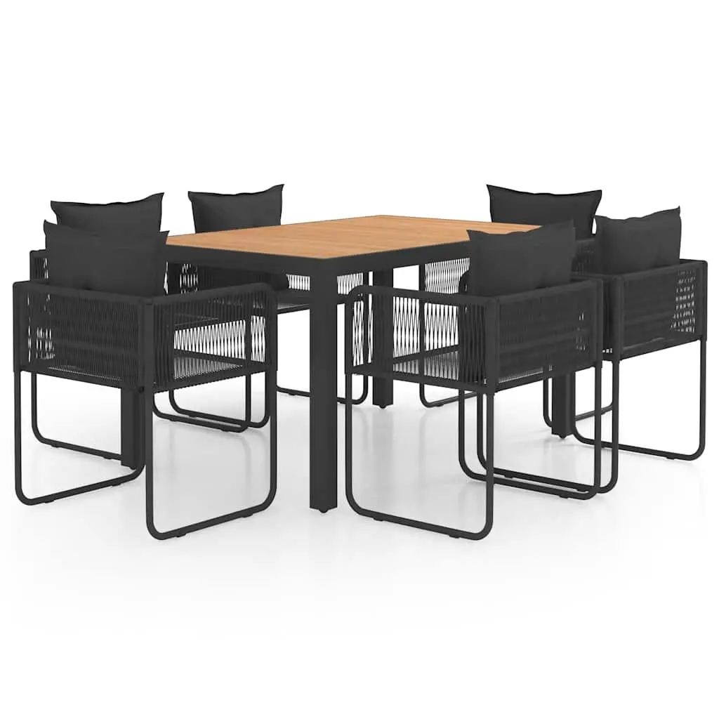 7 Piece Garden Dining Set Outdoor Furniture Patio Table Chairs Black