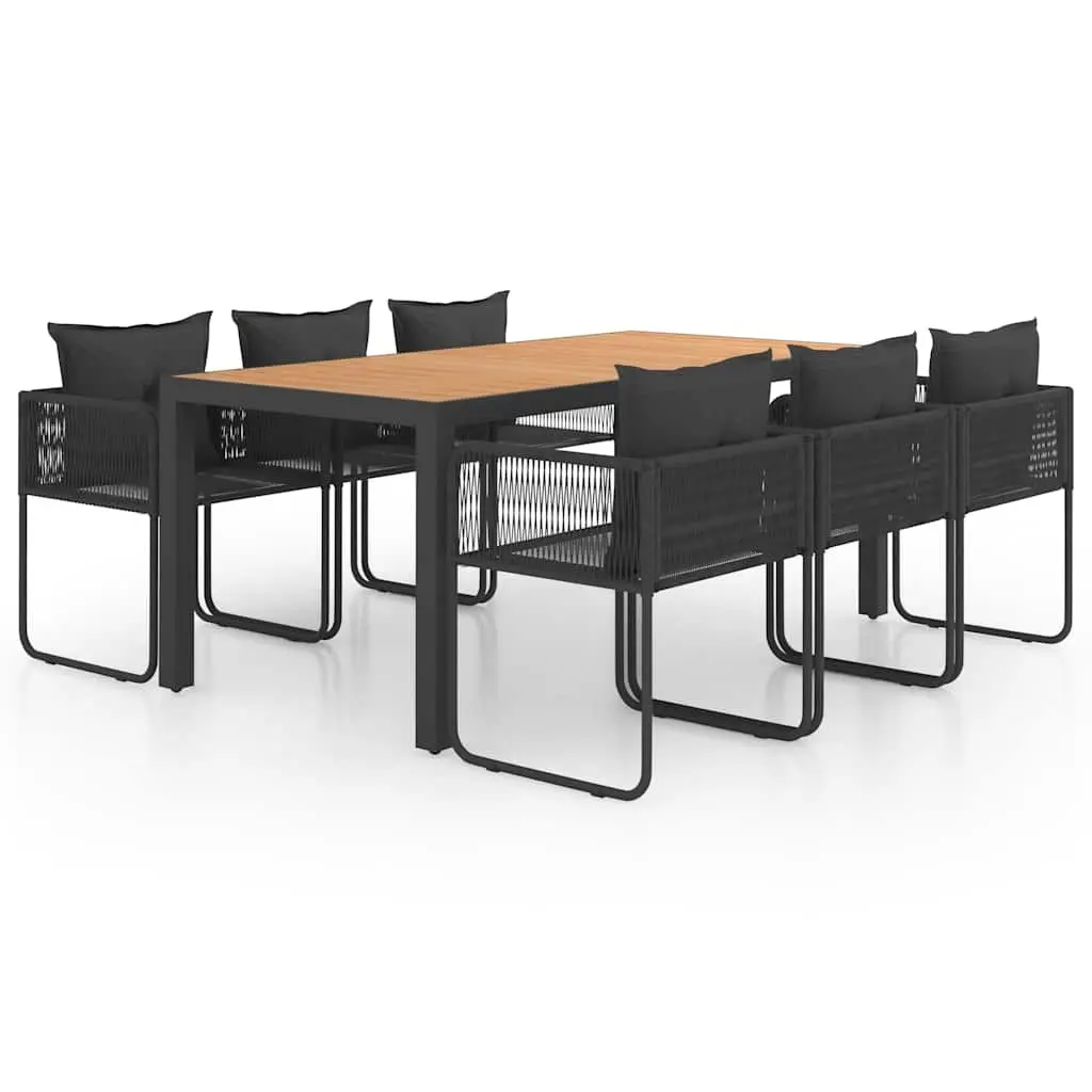 Garden Dining Set Outdoor Patio Furniture 7 Piece Black