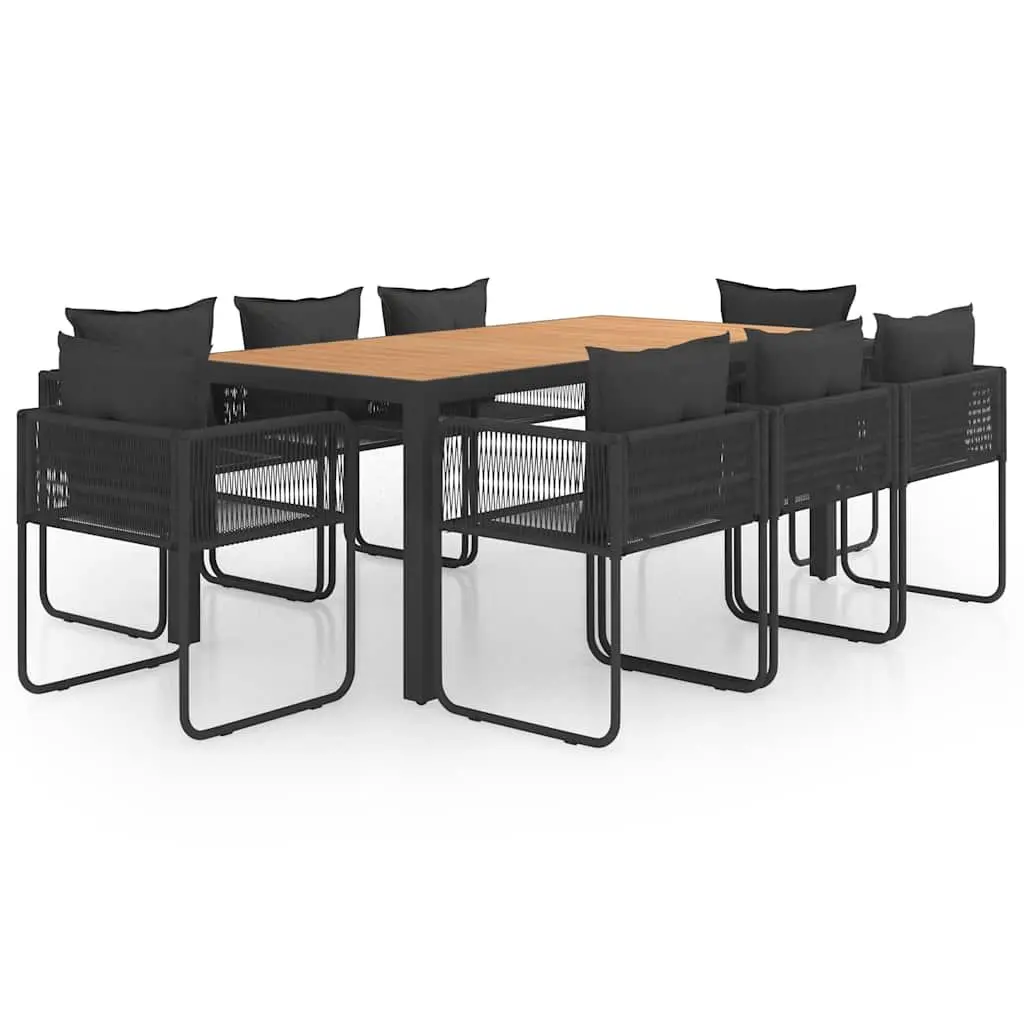 9 Piece Garden Dining Set Outdoor Patio Furniture Chair Table Rattan Black