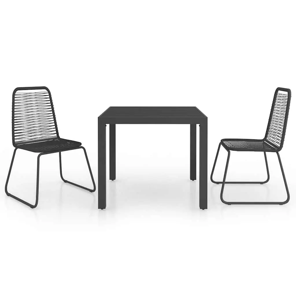 Outdoor Garden Dining Set 3 Piece Black Patio Furniture
