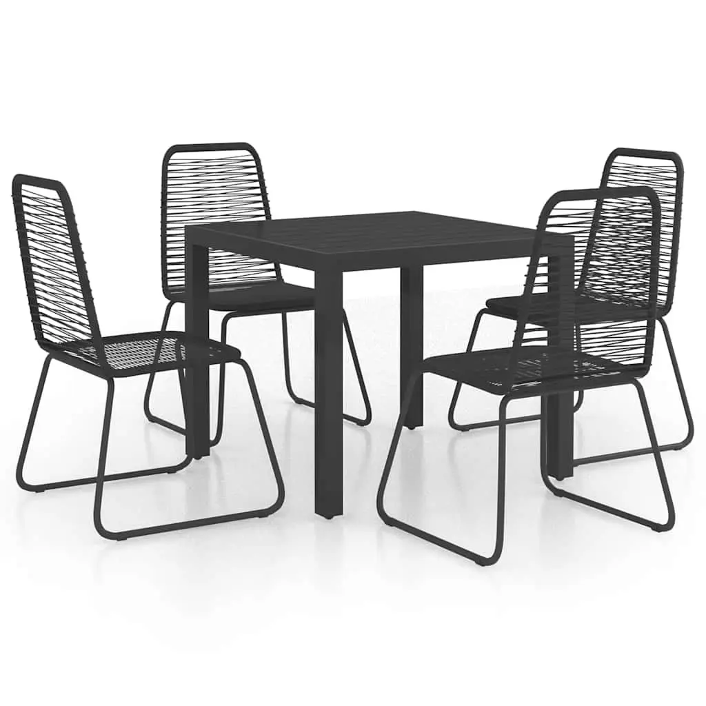5 Piece Outdoor Dining Set Garden Patio Black Rattan Furniture