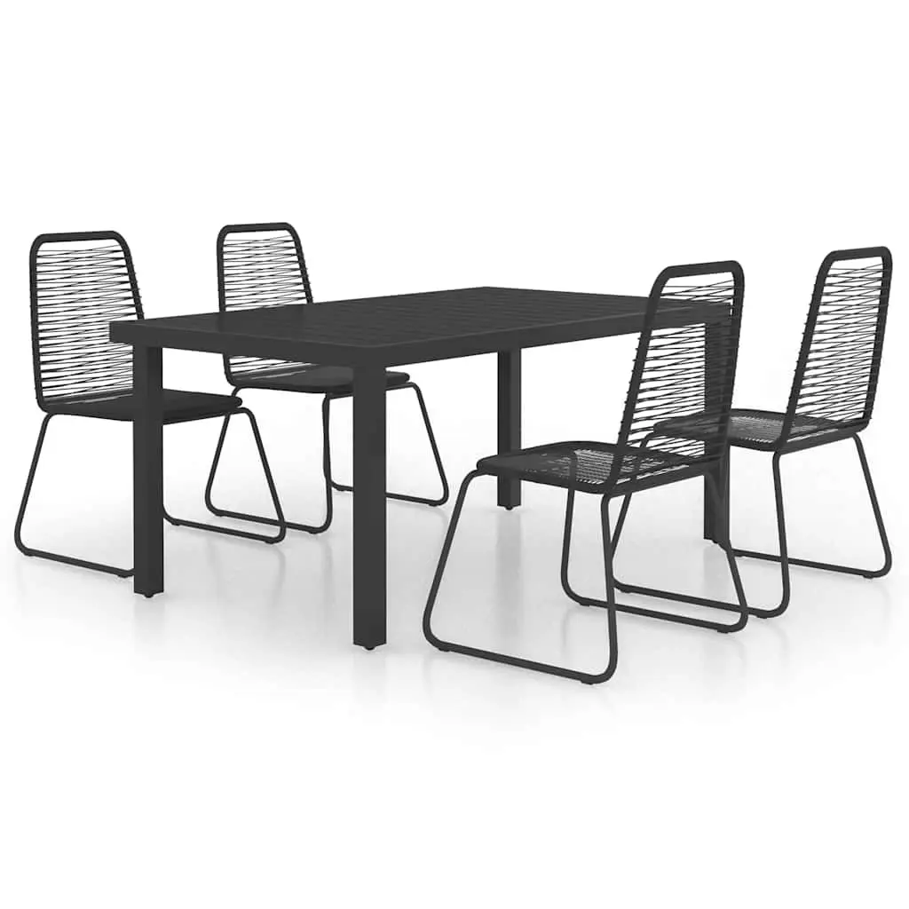 Outdoor Garden Dining Set 5 Piece Patio Furniture Black Rattan Chair Table