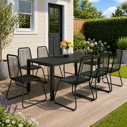 9 Piece Outdoor Dining Set: Aluminium and PVC Rattan