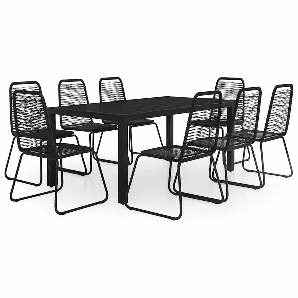 9 Piece Outdoor Dining Set Garden Patio Table Chairs Black