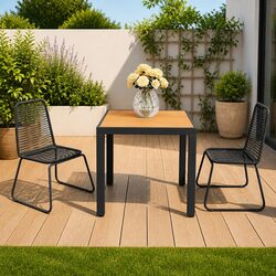 Garden Dining Set: 3-Piece PVC Rattan and Steel Design