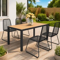 Outdoor Dining Set 5 Piece Garden Patio Furniture Table Chairs Black