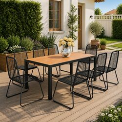 Garden Dining Set 9 Piece Outdoor Furniture Patio Chair Table Black