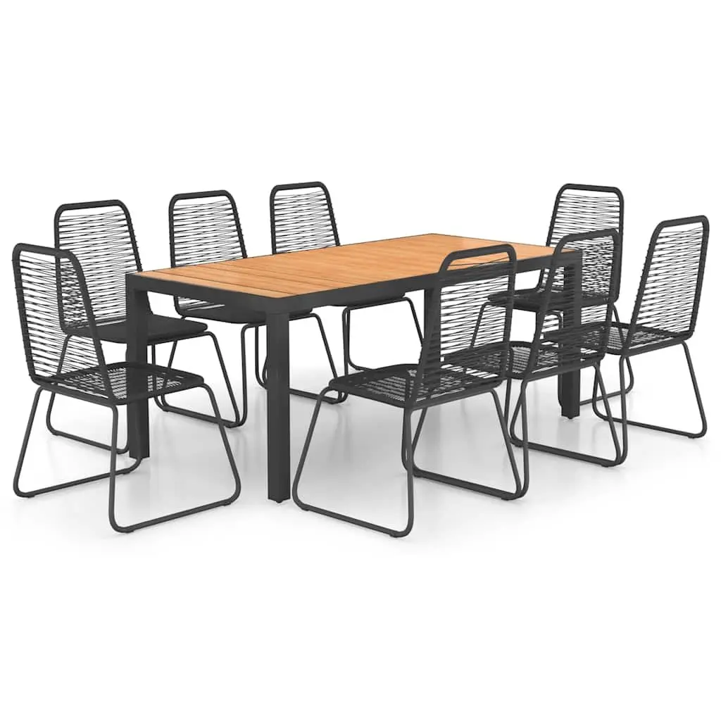 Garden Dining Set 9 Piece Outdoor Furniture Patio Chair Table Black