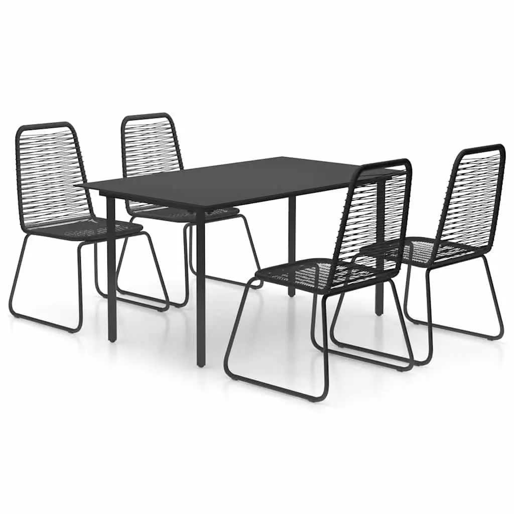 5 Piece Outdoor Dining Set for Garden Patio Black