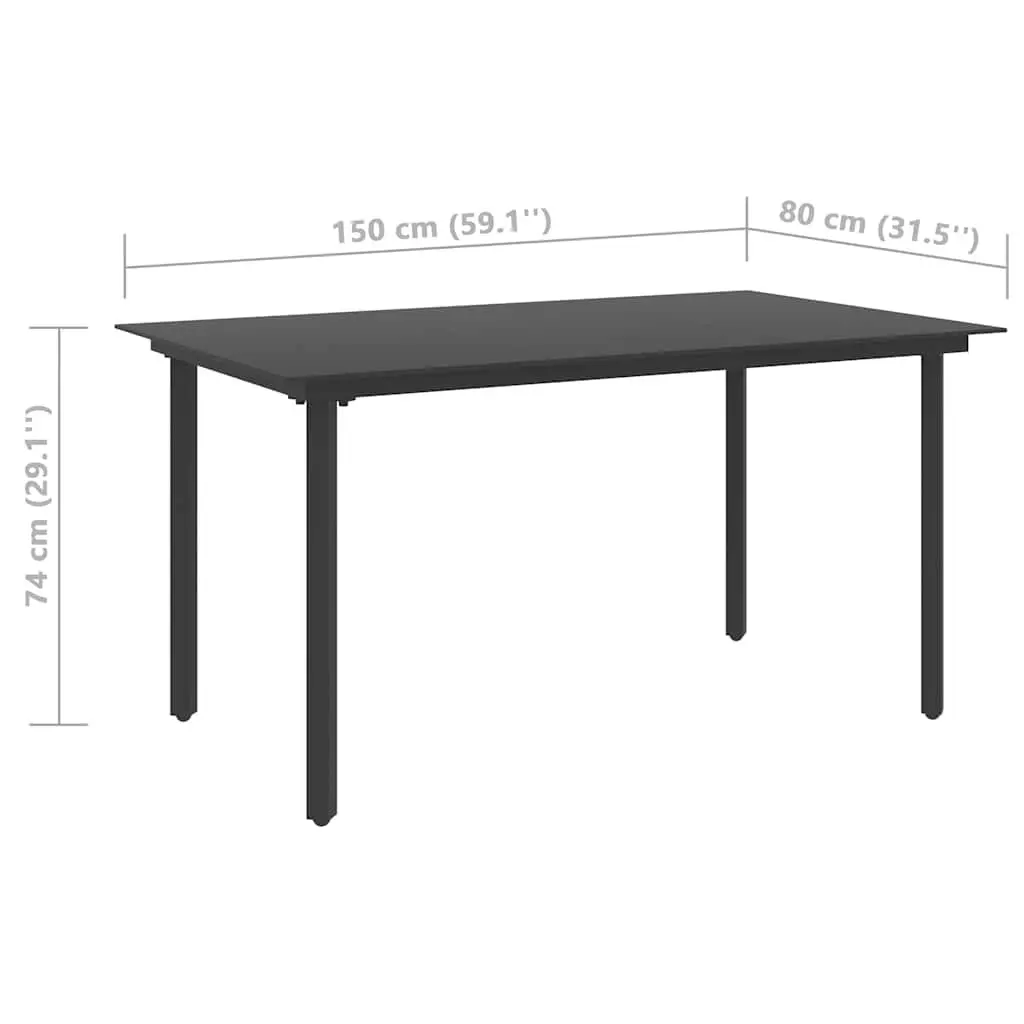 5 Piece Outdoor Dining Set for Garden Patio Black