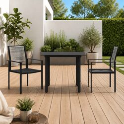 Specifications of 3 Piece Garden Dining Set: Steel Frame, Glass Top