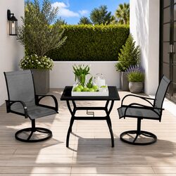 3 Piece Grey Dining Set - Steel Frame and Textilene Chairs