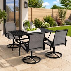 5-Piece Outdoor Dining Set Specifications: Steel, Textilene, Grey