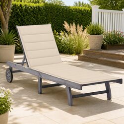 Garden Sun Lounger with Cushion, Adjustable Backrest Grey