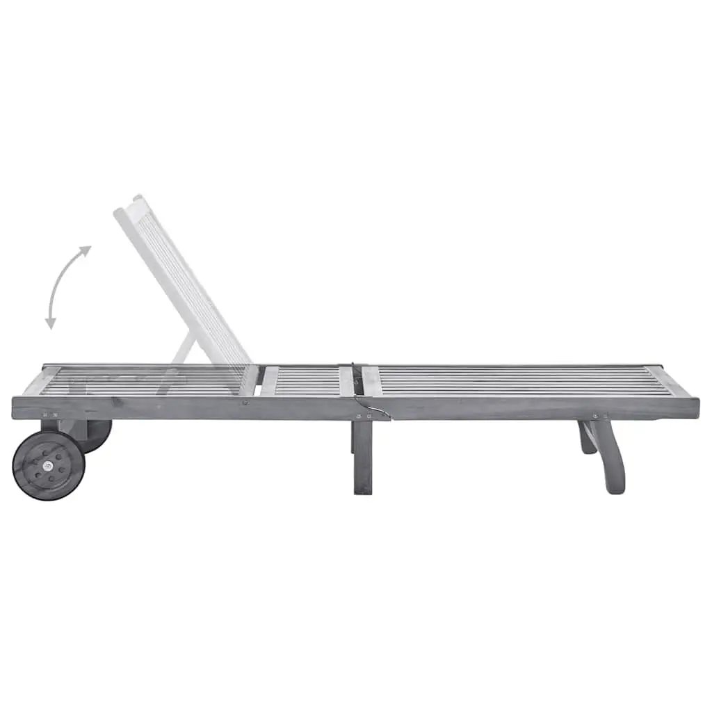 Garden Sun Lounger with Cushion, Adjustable Backrest Grey