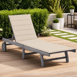 Adjustable Sun Lounger Made of Solid Acacia Wood