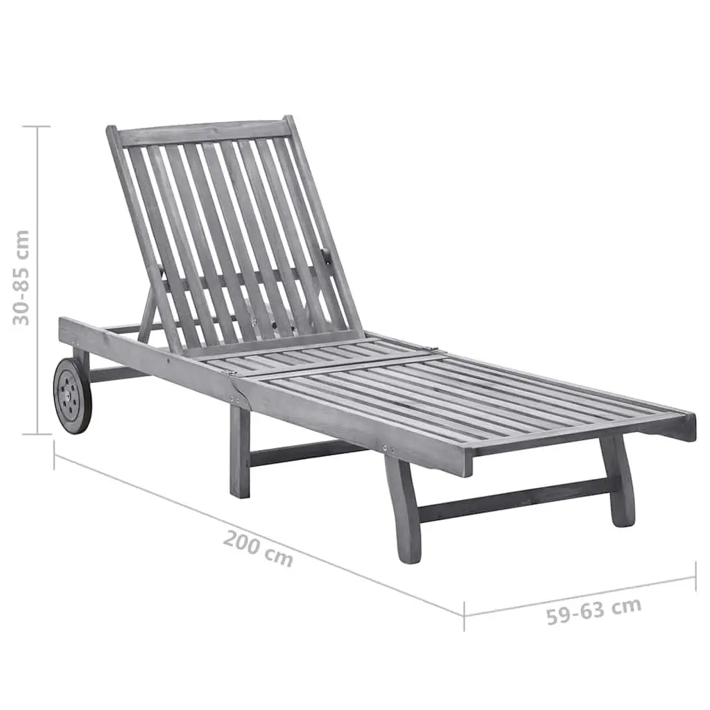 Adjustable Sun Lounger Made of Solid Acacia Wood