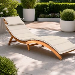 Sun Lounger Outdoor Garden Patio Deck Chair Folding Lounge Bed with Cushion