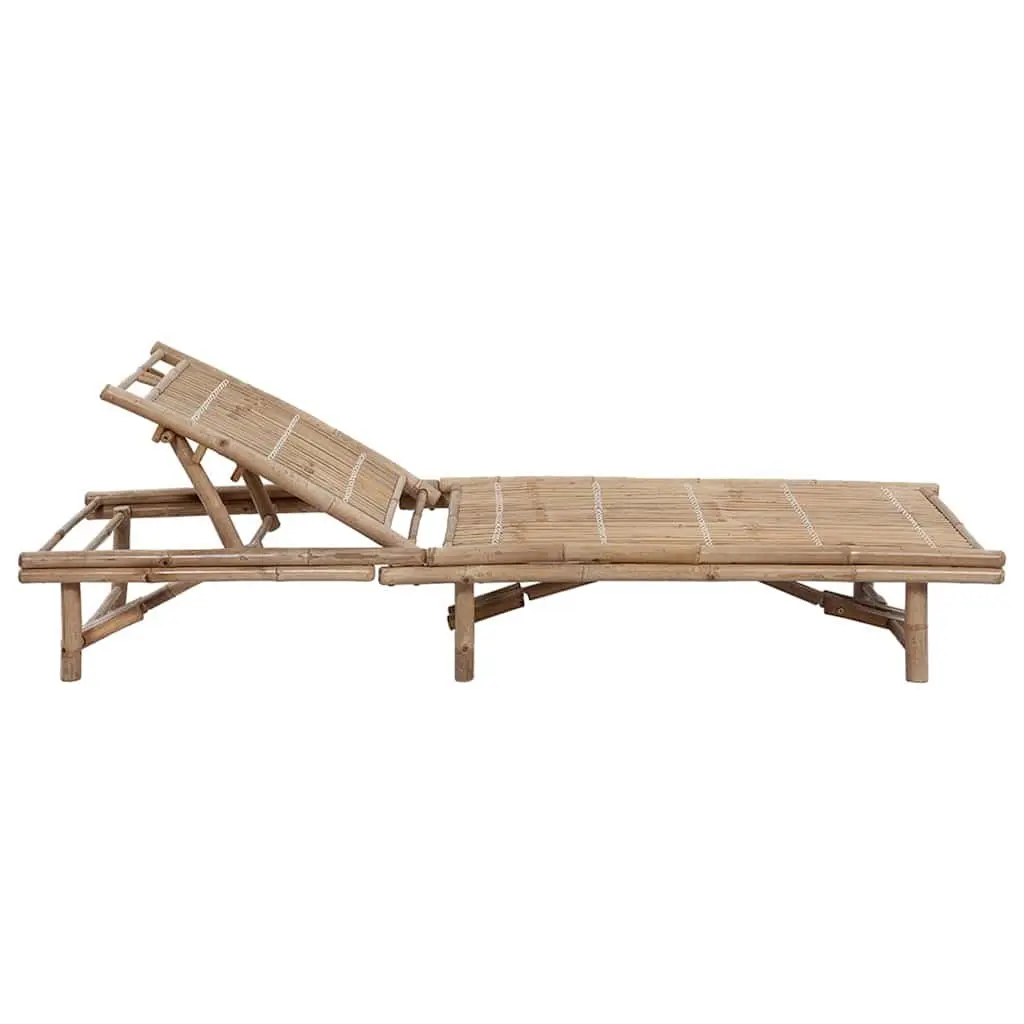 Bamboo Garden Sun Lounger Adjustable Backrest Reclining Outdoor Lounging Chair