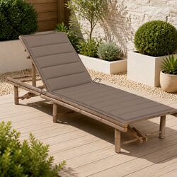 Garden Sun Lounger - Adjustable Bamboo Frame & Cushion Included