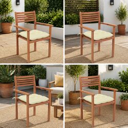 Garden Chairs Set of 4: Teak Wood with Cream Cushions