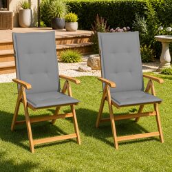2pc Set of Teak Wood Outdoor Chairs with 7 Reclining Positions