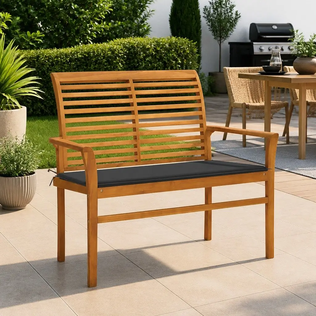 Garden Bench Outdoor Seating Teak Wood 112cm