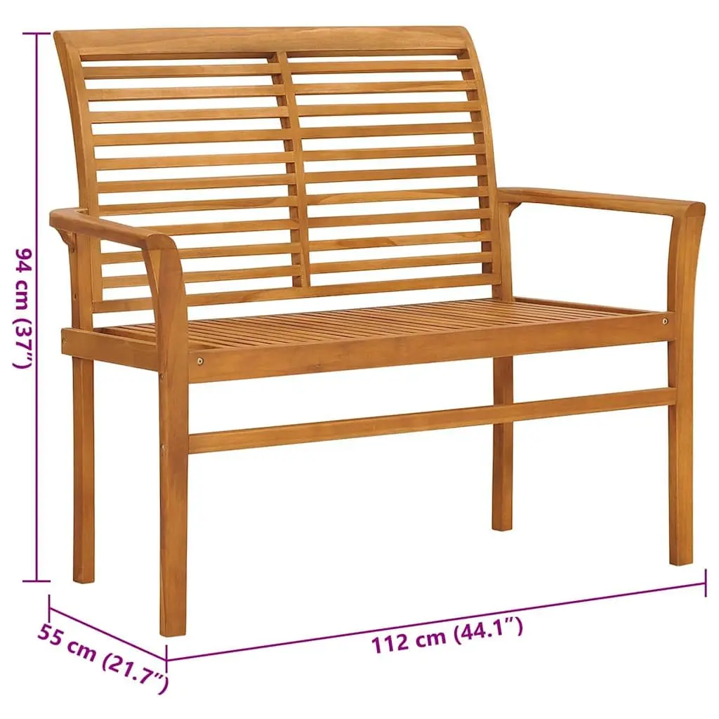 Garden Bench Outdoor Seating Teak Wood 112cm