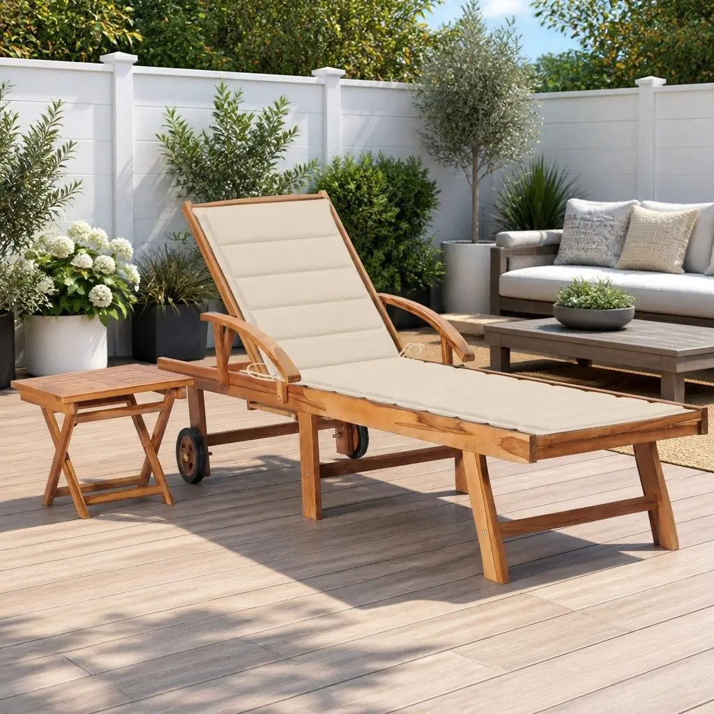Sun Lounger and Side Table Set for Garden Relaxation