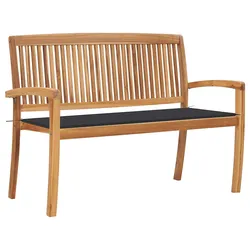 Garden Bench 128.5cm Stackable Teak Wood with Cushion Included