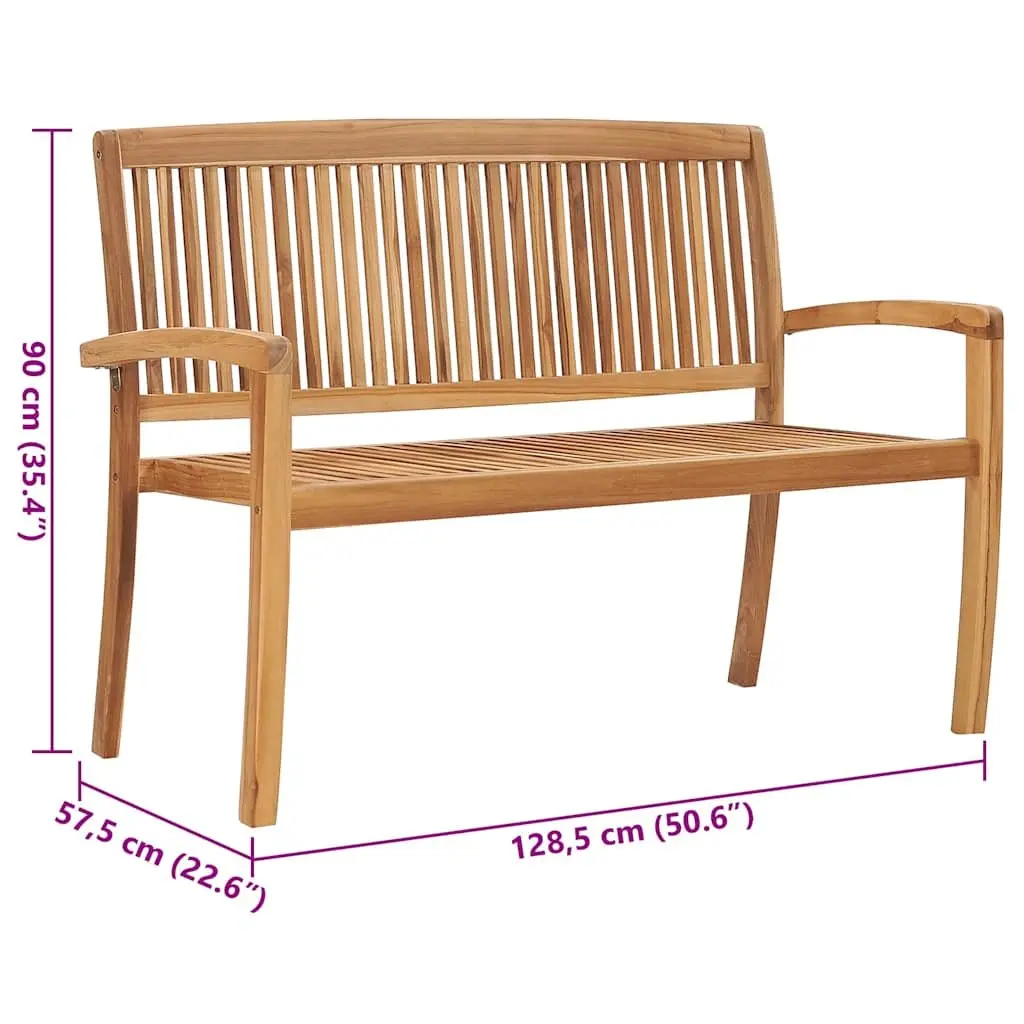Outdoor Garden Bench 128.5cm Teak Wood Seat with Cushion